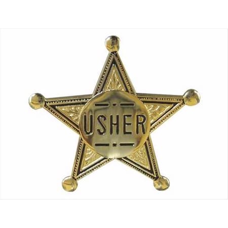 Salurinn Supplies 80573 Badge Usher Pin Back 2 In. Gold Star Metal SA164273